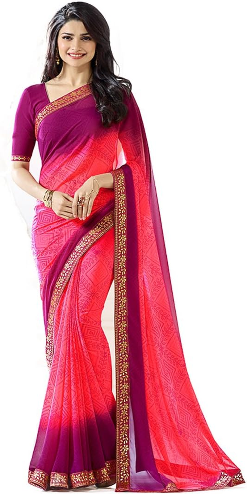 RAJESHWAR FASHION with RF Women'S Pure Georgette Saree with Blouse Piece