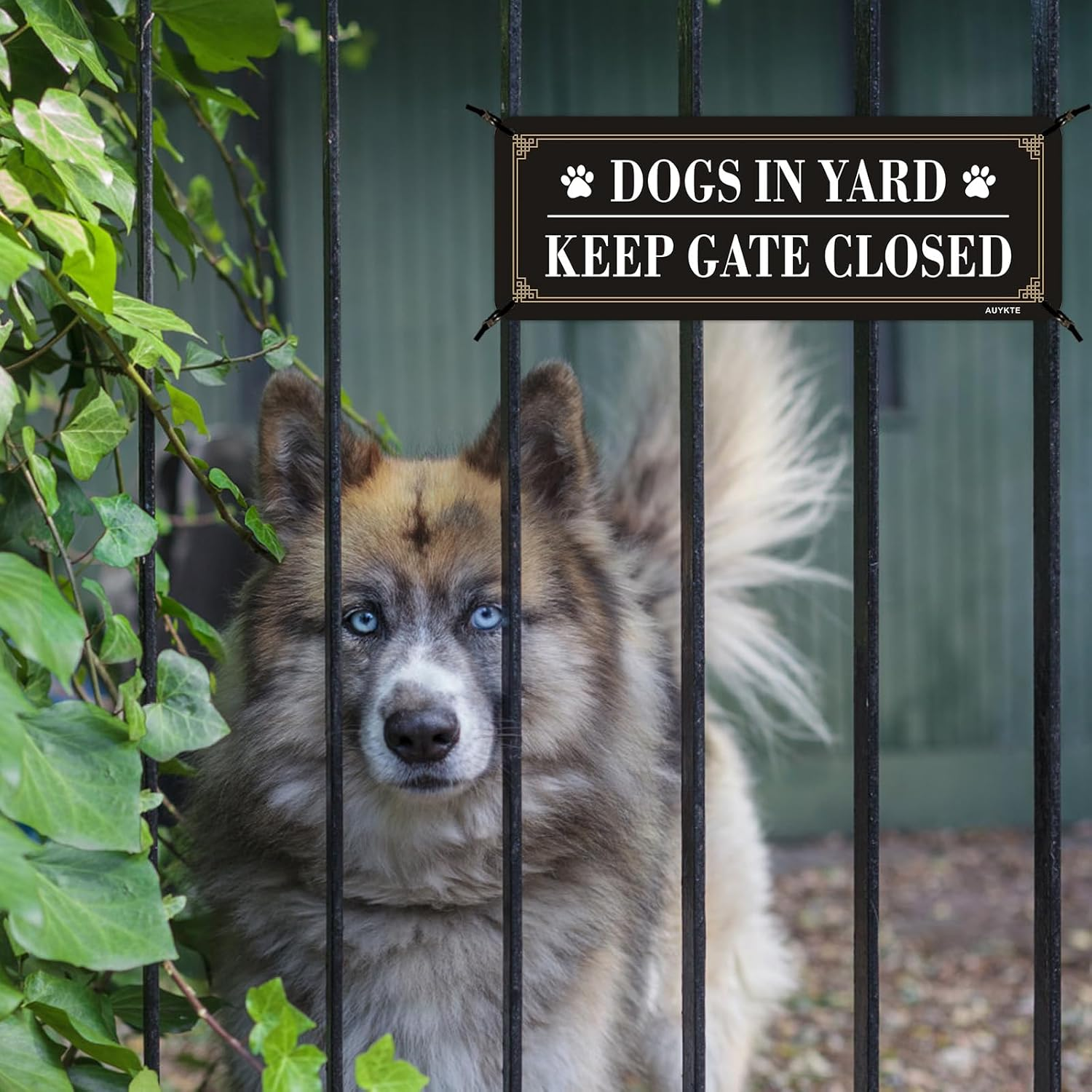 4 Pack Dogs in Yard Please Close Gate Sign, 10X3.5 Inches Aluminum Reflective Metal Sign, Keep Gate Closed Sign, Waterproof, Easy Mounting ﻿ image number 3