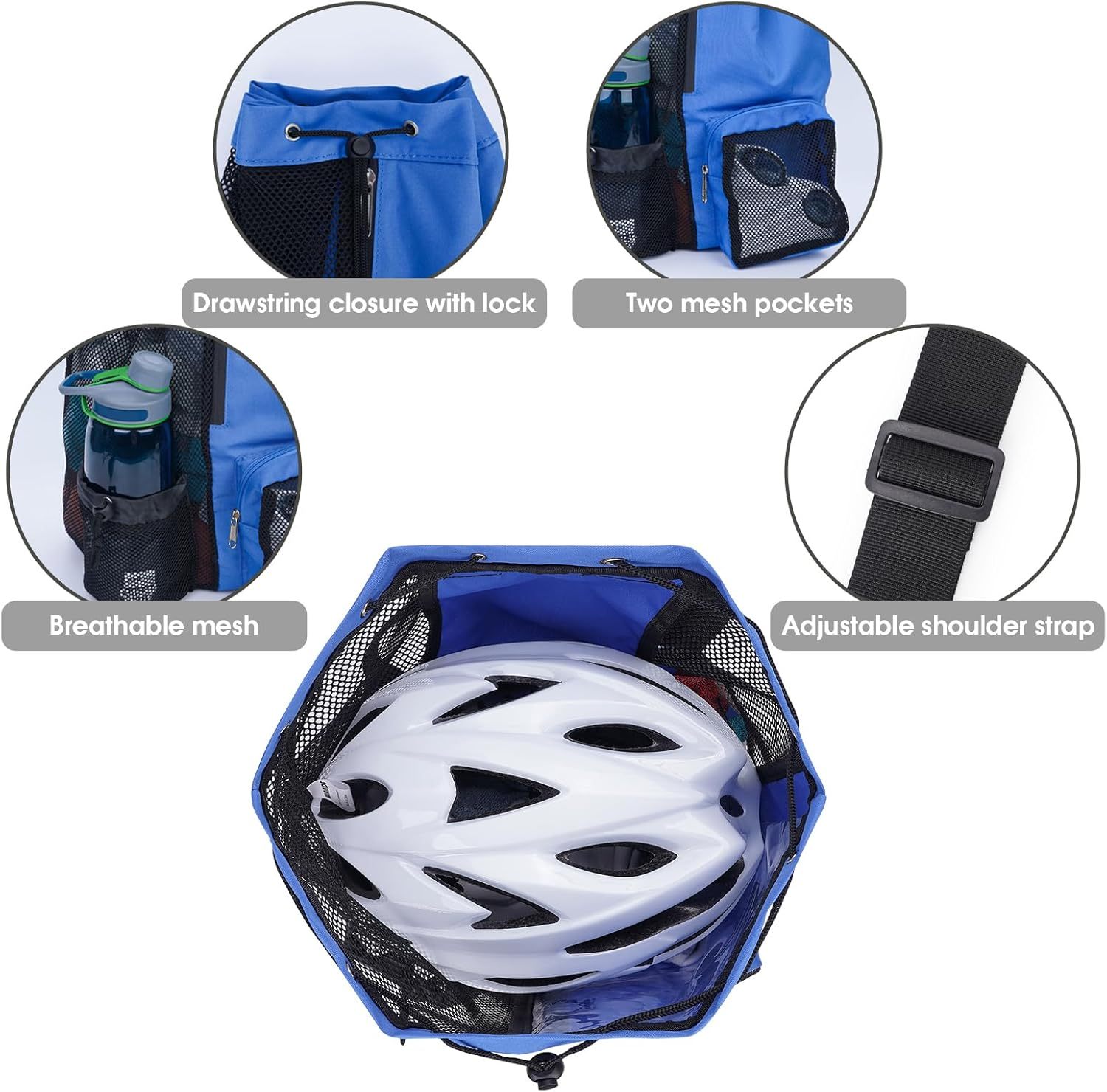 WANDF Swim Bag Mesh Drawstring Backpack with Wet Pocket for Swimming, Gym, and Workout Gear image number 4