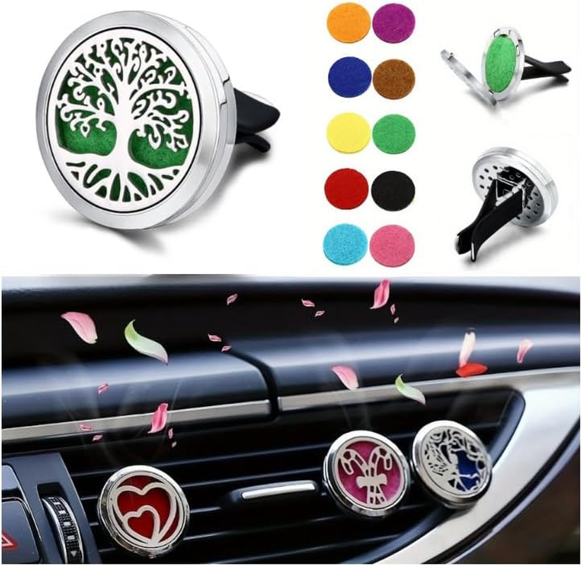 Office Home Car Diffuser Vent Clip, 4 PCS Car Essential Oil Diffuser Clips Aromatherapy Locket Air Freshener with 48 Refill Pads image number 3