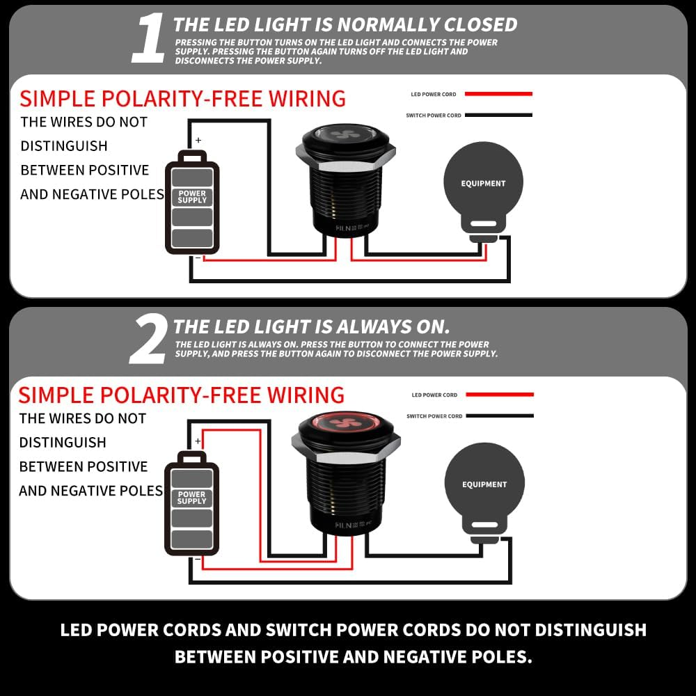 FILN-2PCS Latching Pushbutton Switch Power Includes 180 Replacement Symbols 12V 19Mm Mounting Hole 20A IP67 Waterproof for Cars Boat(Green) - Blue-Latching-12V -24V image number 7