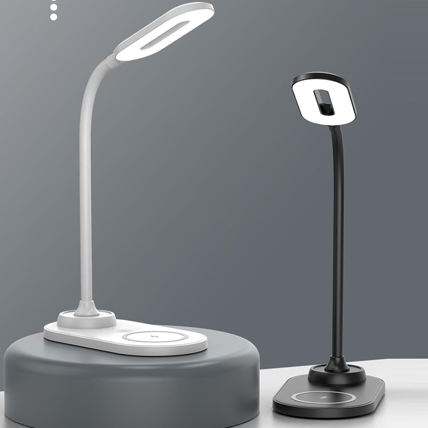 LED Desk Lamp with Wireless Charger for Home Office, Eye Caring 360 Degree Adjustable Reading Lamp with Wireless Charger, Stepless Dimmable Reading (Black)