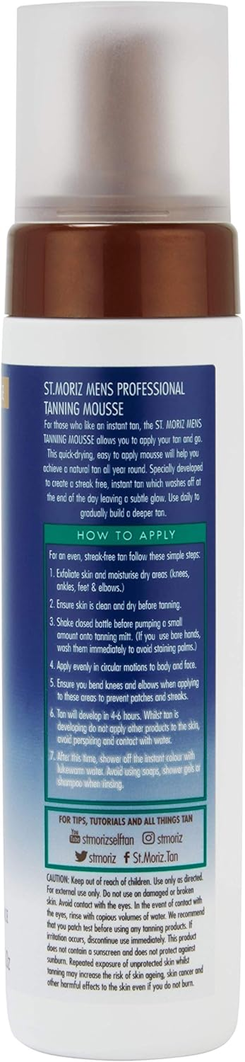 St. Moriz Mens Streak Free Self Fake Tan Tanning Mousse 200 Ml image number 2