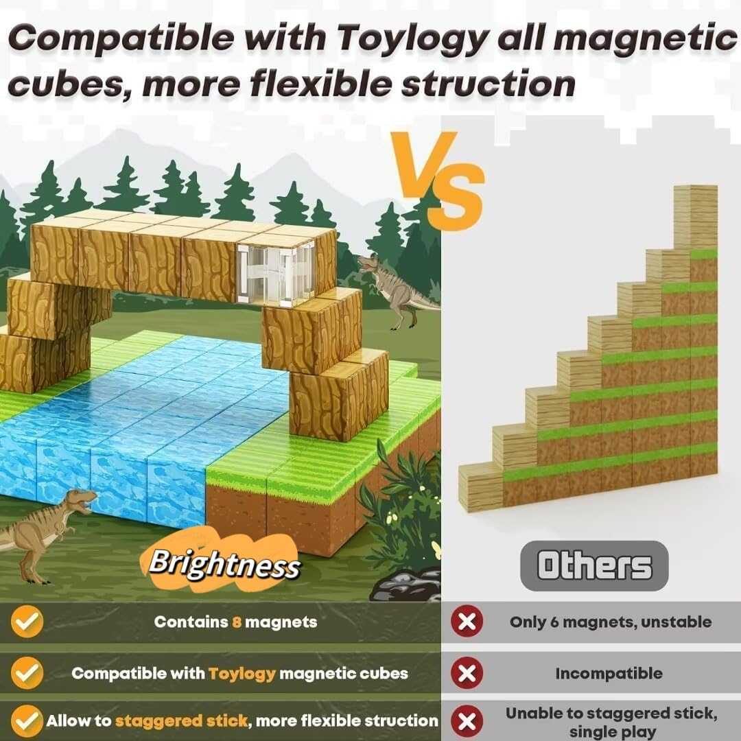 100PCS Magnetic Blocks - Build Mine Magnet World Magic Portal Set, Magnetic Tiles Building Blocks Toddler Toys STEM Sensory Toys for Boys & Girls Age 3-8 9 10, Toddler Creative Learning Toys image number 1