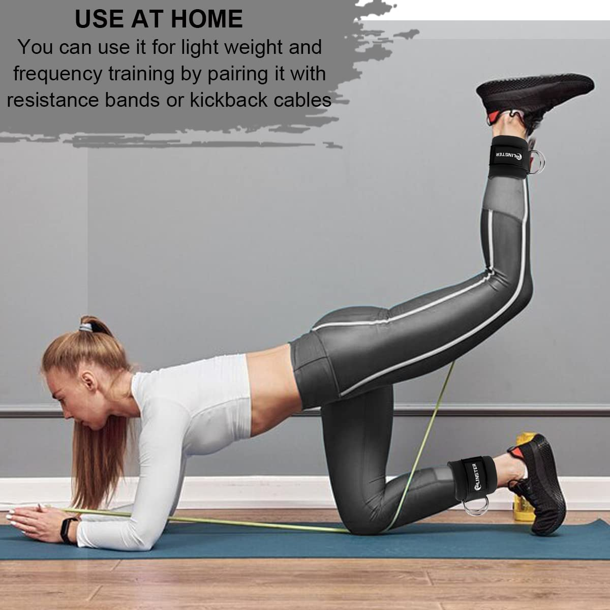 LINSTER Ankle Straps for Cable Machines (Pair) Adjustable Fit Comfort Neoprene and Double D-Rings, Ankle Strap Gym Cable Attachment for Glute Workouts, Leg Extensions and Lower Body Exercises (Black) image number 4