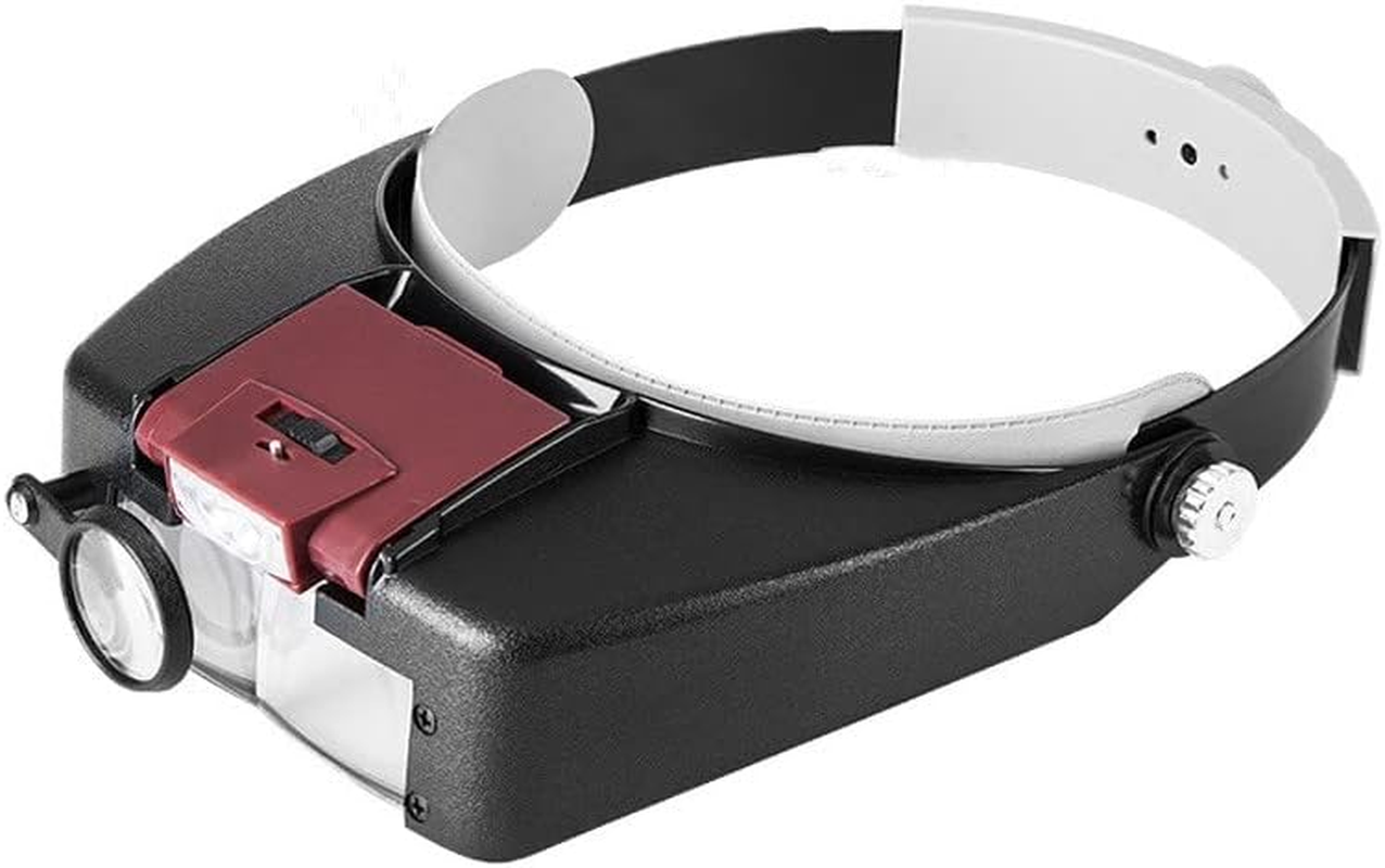 Head Magnifier Jewelers with LED Light Illuminated Helmet Magnifying 1.5X 3X 6.4X 8.3Xtools for Watch Repair, Precision Work Reading Aid
