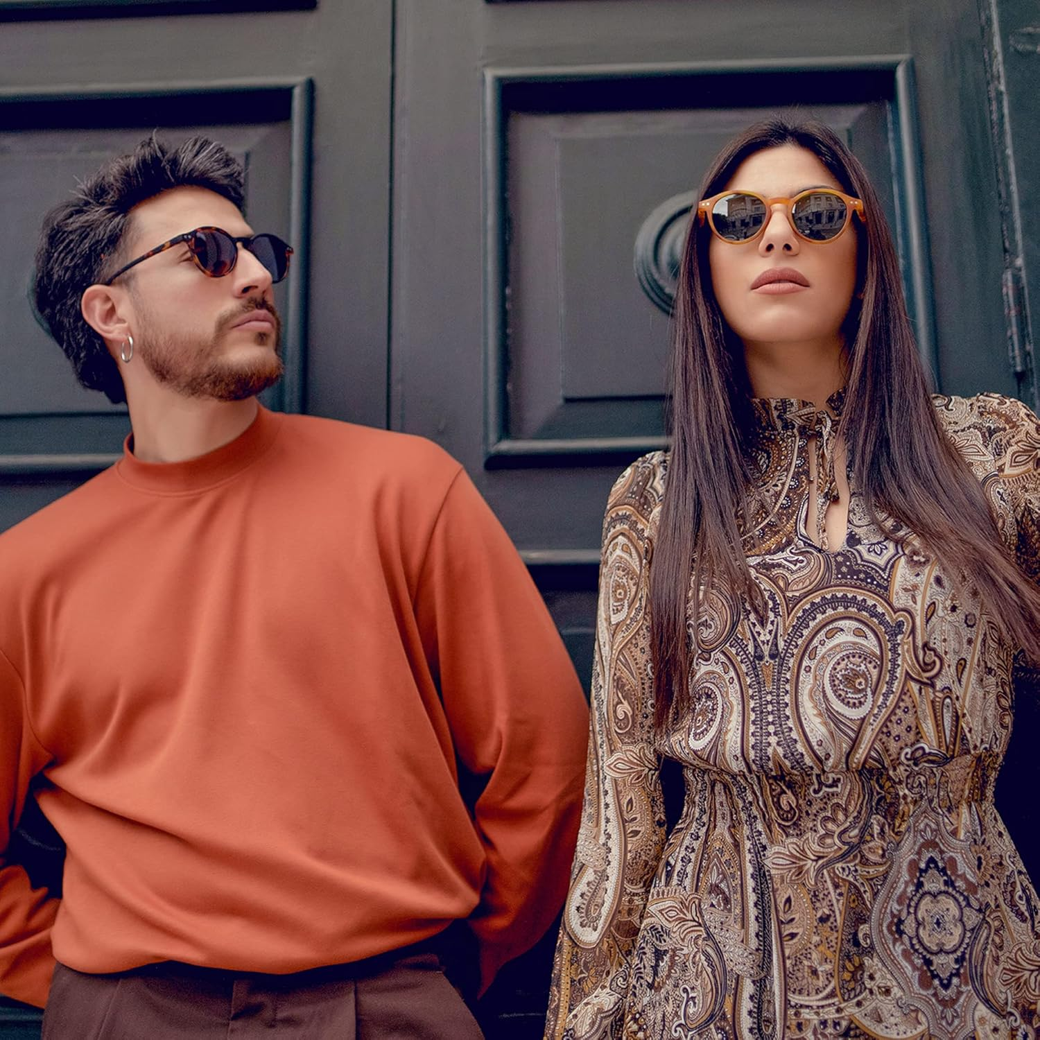 ZENOTTIC Polarized round Sunglasses, Stylish Small Sunglasses for Men and Women Retro Classic, Multi-Style Selection - C01 Black Frame Black Lens image number 5