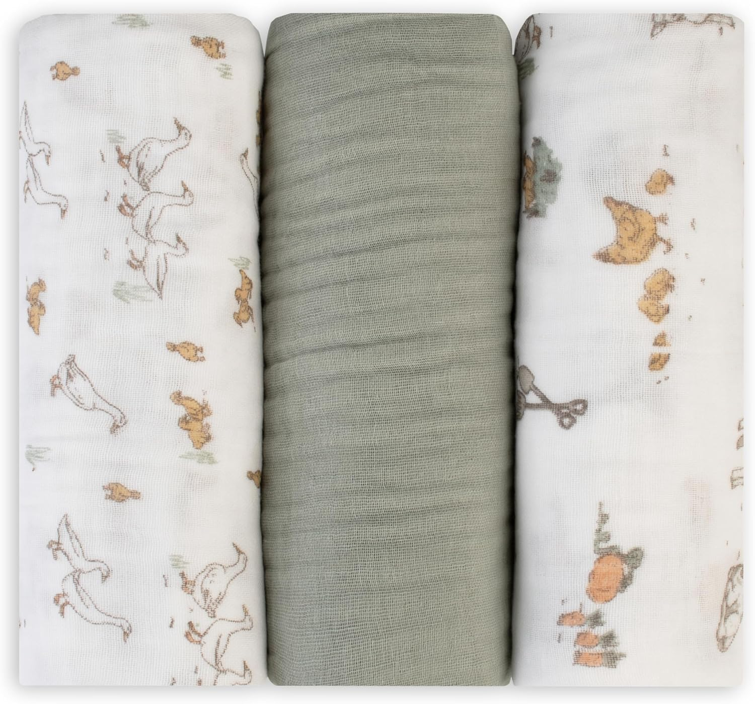 The Little Linen Company Baby Muslin Swaddle Wrap 3Pk - Farmyard Lamb image number 1