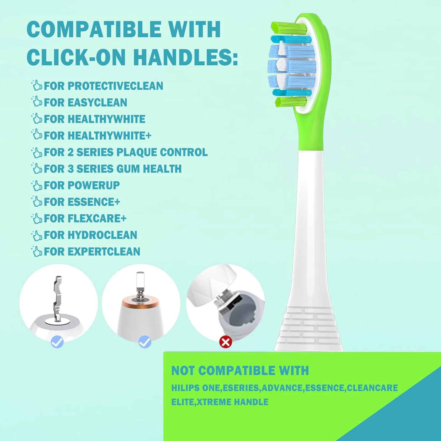 Replacement Toothbrush Heads for Philips Sonicare Toothbrush Heads, Compatible with Philips Click-On Toothbrushes, Advanced Plaque Removal，Sensitive Gum Care, 12 Pack image number 1