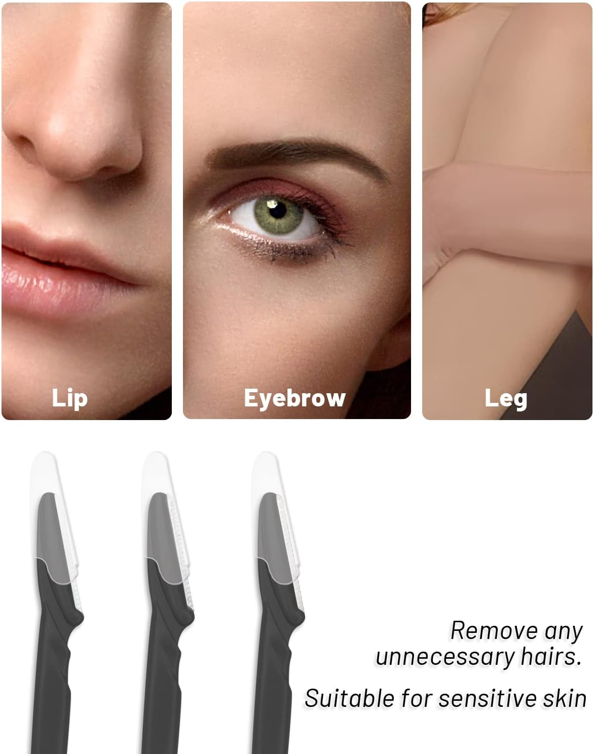 Mohern Eyebrow Razor for Women, 12 Pcs Dermaplane Razor for Women Face, Multipurpose Black Face Razors for Women and Men By image number 3