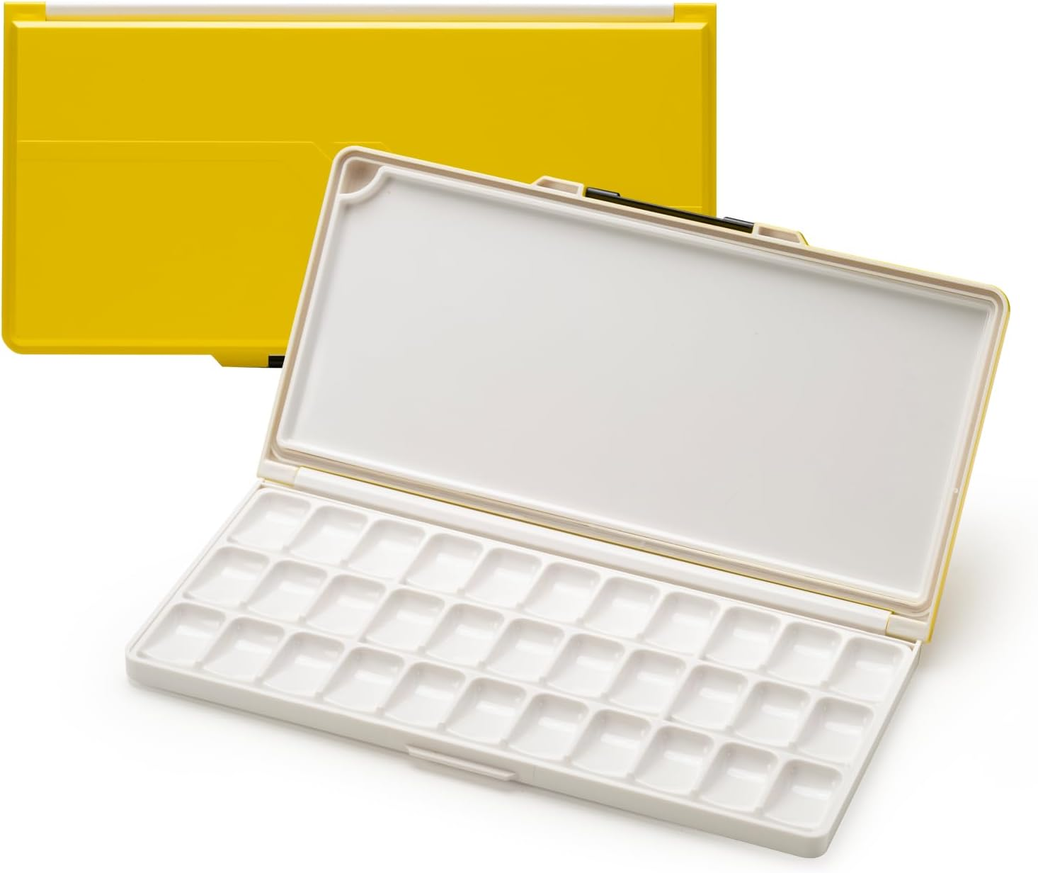 MEEDEN Airtight Watercolour Paint Palette: Leakproof Portable Travel Palette with Lid - 33 Wells Folding Palette with Large Mixing Tray for Watercolor, Gouache, Acrylic Paint (Yellow)