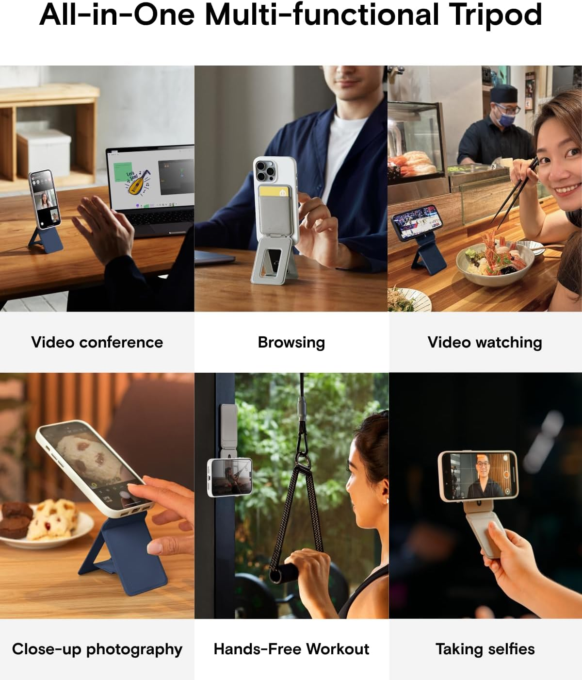 MOFT Phone Tripod Wallet, Magsafe Wallet Tripod Stand, Nfc-Supported Phone Wallet, Pocket-Size Selfie Stick, MOVAS Vegan Leather & Adjustable Angle Card Holder, Travel Essential, Jet Black image number 3