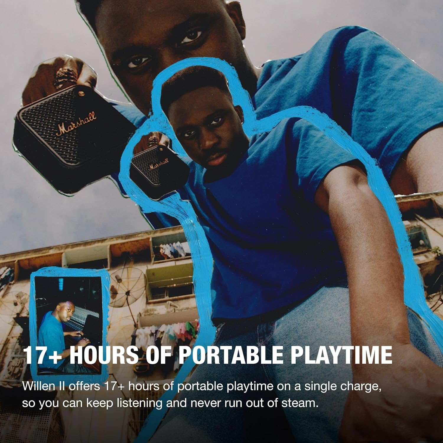 Marshall Willen II Portable Bluetooth Speaker, Black/Brass - Black  Brass image number 6