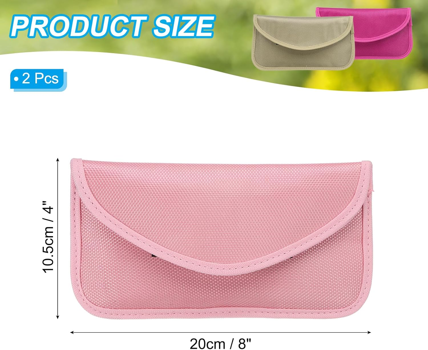 Faraday Bags, 2 Pack 6.5 Inch Signal Blocking Key Pouch Anti-Theft Car Protection Cell Phone RFID GPS Shielding Wallet for Privacy Card Protection, Pink image number 1
