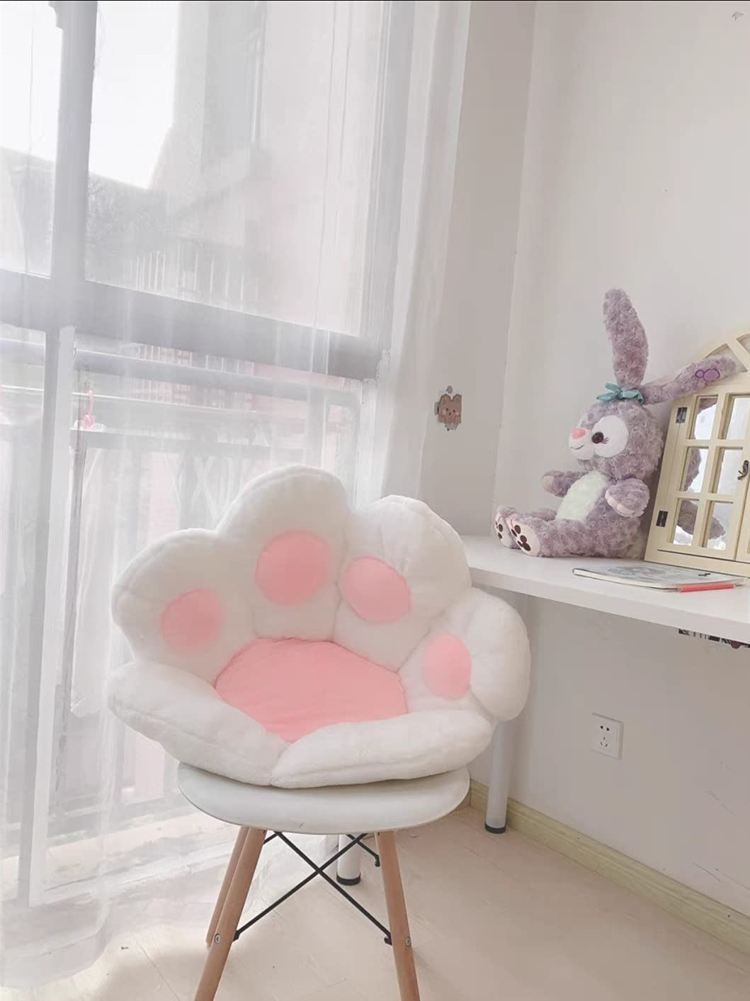 Cat Paw Cushion Cute Seat Cushion,Cat Paw Shape Lazy Sofa Bear Paw Chair Cushion Warm Floor Cushion for Dining Room Office Chair,Funny Gifts (White) image number 6