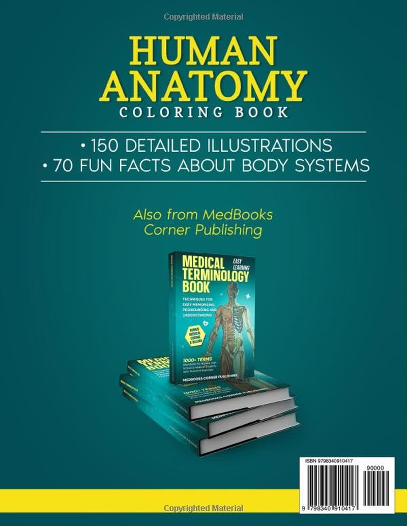Human Anatomy Coloring Book: 150 Detailed Illustrations & 70 Fascinating Facts in an Anatomy and Physiology Workbook for Adults, Medical Students, & Nurses Focused on Advanced Body Systems Learning image number 1