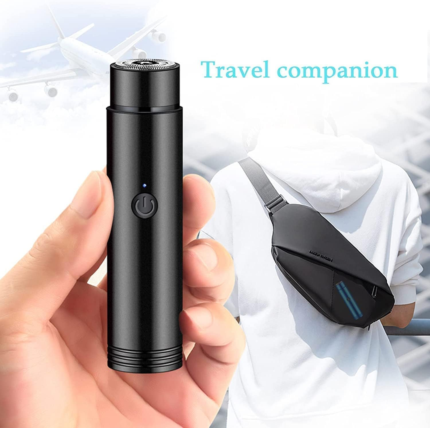Mini Portable Electric Shaver, Waterproof Cordless Pocket Razor, USB Rechargeable Rotary Shaver for Travel, Wet and Dry Use, Black image number 6