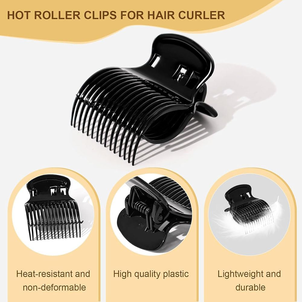 14 Pack Hot Roller Clips for Hair Curler Durable Claw Clip Replacement for Sectioning and Styling, Heat Resistant Hair Accessories for Women and Girls(Black, Universal Fit for Most Curlers)(White, Universal Fit for Most Curlers) - Black image number 6