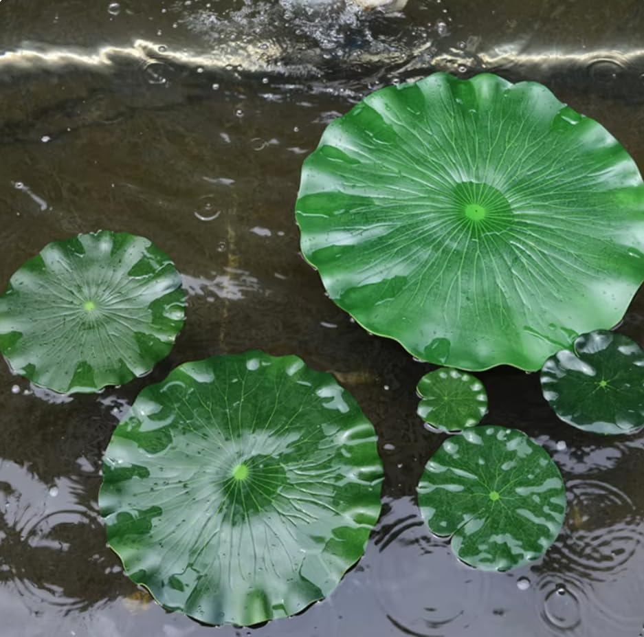 8PCS Lily Pads for Ponds, Artificial Floating Foam Lotus Leaves, Lily Pads Foliage Pond Decor for Koi Fish Pool Patio Aquarium Decor Plastic Plants image number 1