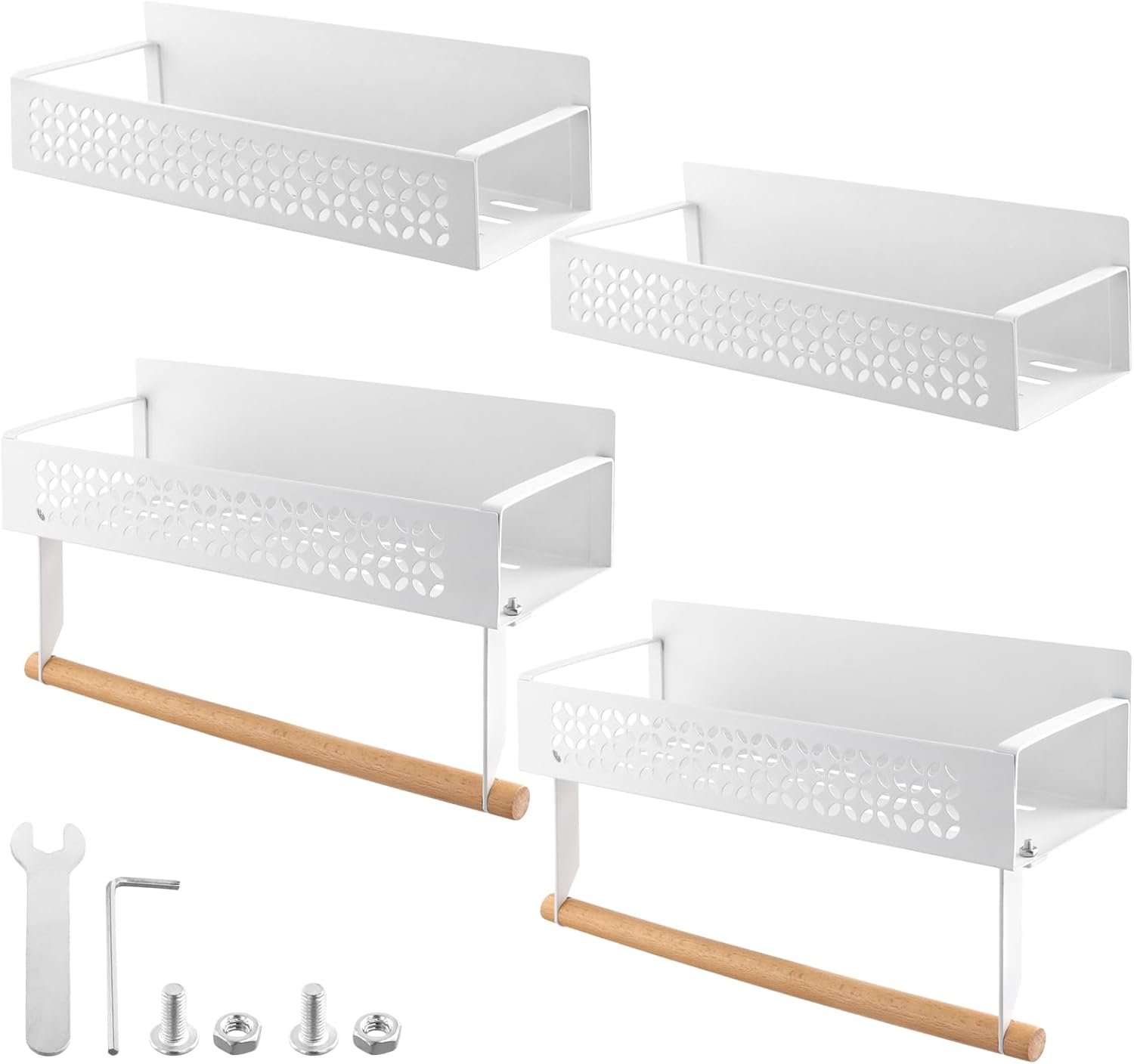 JIEHIN Pack of 4 Magnetic Spice Racks, 2 Sizes, Fridge Magnet Organiser, Magnetic Fridge Shelf, Multifunctional Magnetic Shelf for Kitchen Organisation, Cupboard image number 2