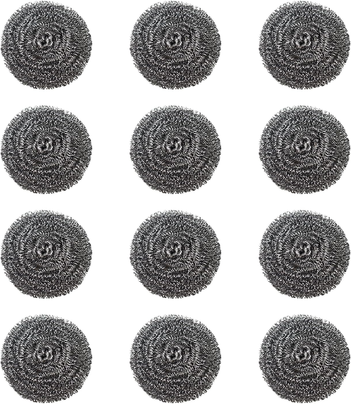 Cook Easy 6PCS Stainless Steel Scrubbers, Steel Wool Scourers Scouring Pads Metal Sponges, Easy Scouring Grease Dirt Oil Rust for Dishes,Pans,Pots,Ovens,Grills,Sinks (1Pack-6Pcs, 6CM Diameter)