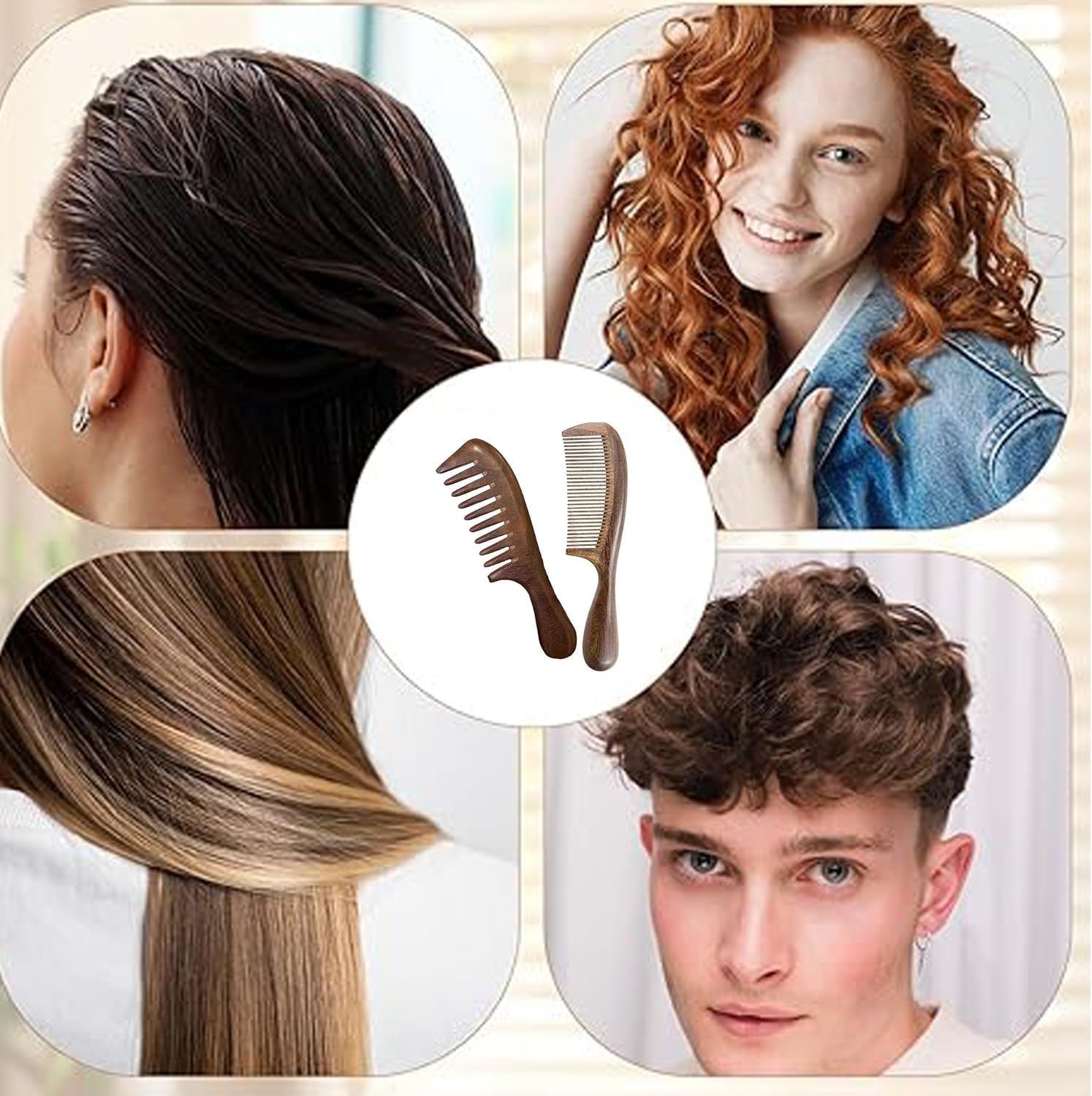 WEZCHUGHAOL Walnut Wood Hair Comb, Wide Tooth Design for Curly Hair, Natural Handmade image number 6