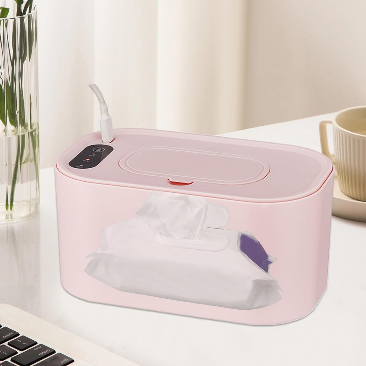Baby Wipe Warmer - Wipe Warmer | Baby Wipes Heater | Wipe Dispenser USB Charging,Even Heating Wipes Holder with Temperature Display for Baby Wipes, Home Outdoor Travel Supply image number 6