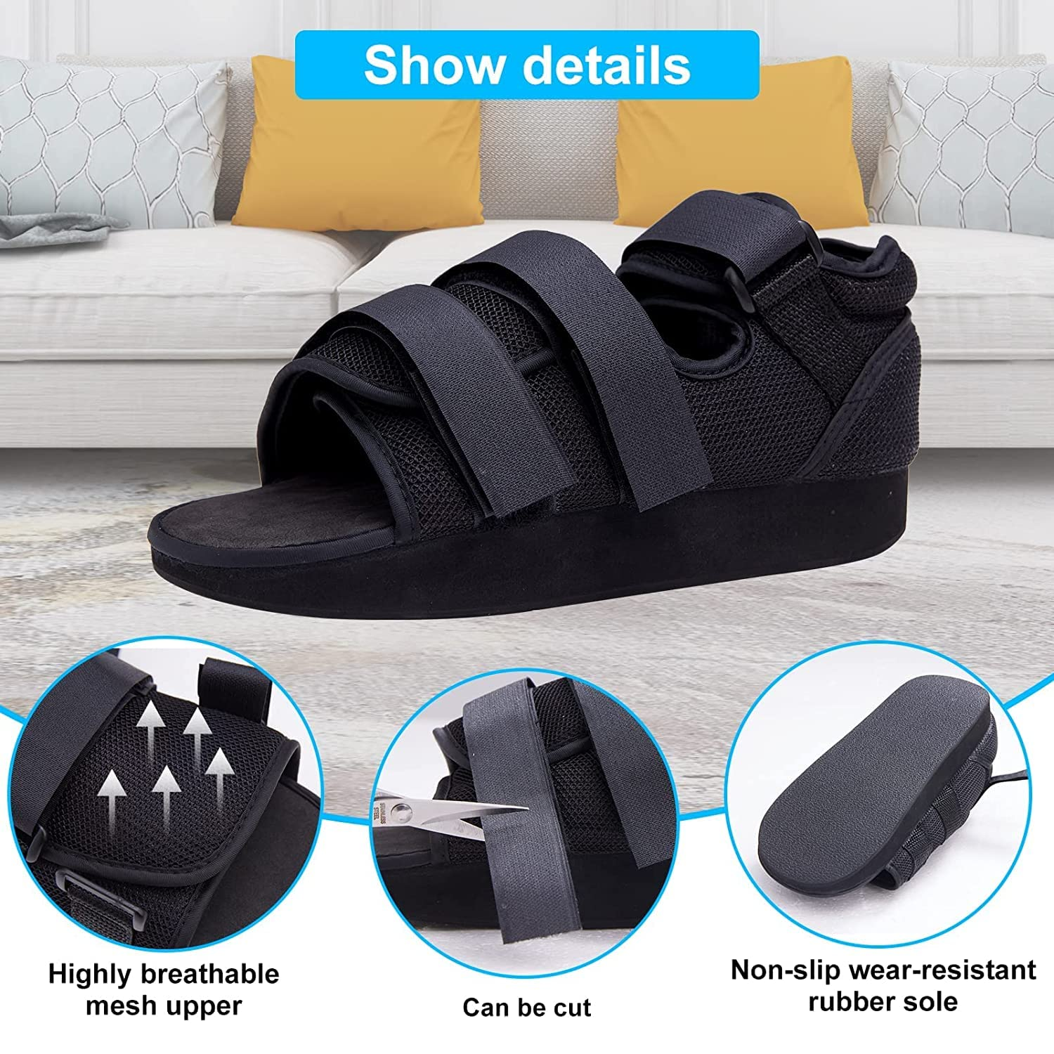 Post Op Shoe for Broken Toe Medical Walking Shoe Cast Foot Brace for Foot Surgery Operation Fracture or Ulcer (S) image number 1