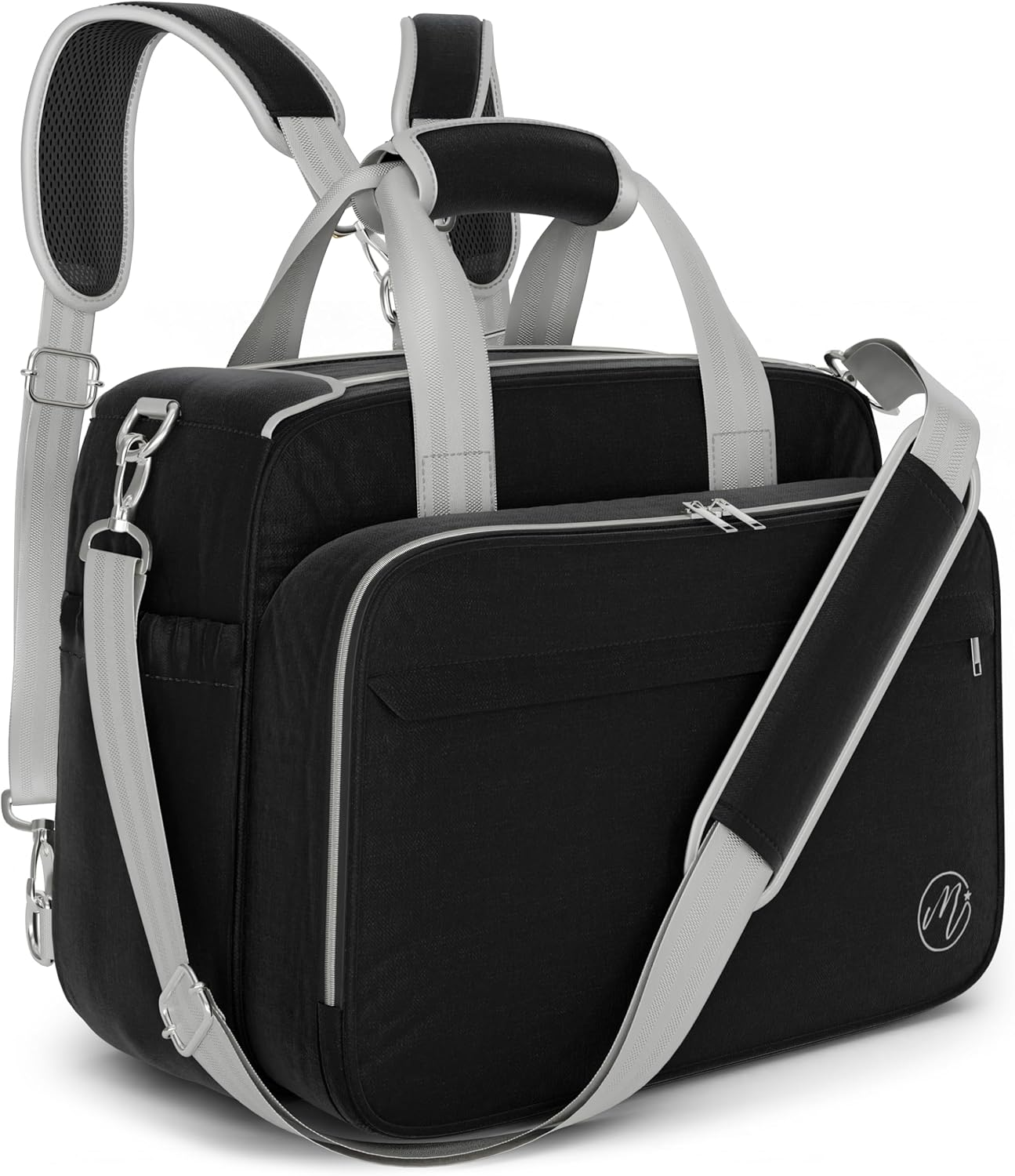 Mellories 4 in 1 Convertible Diaper Bag Tote for Baby Boys and Girls - Converts into Diaper Backpack, Baby Tote Bag, Stroller Bag and Crossbody Diaper Bag - Gray Baby Travel Gift Bag for Mom