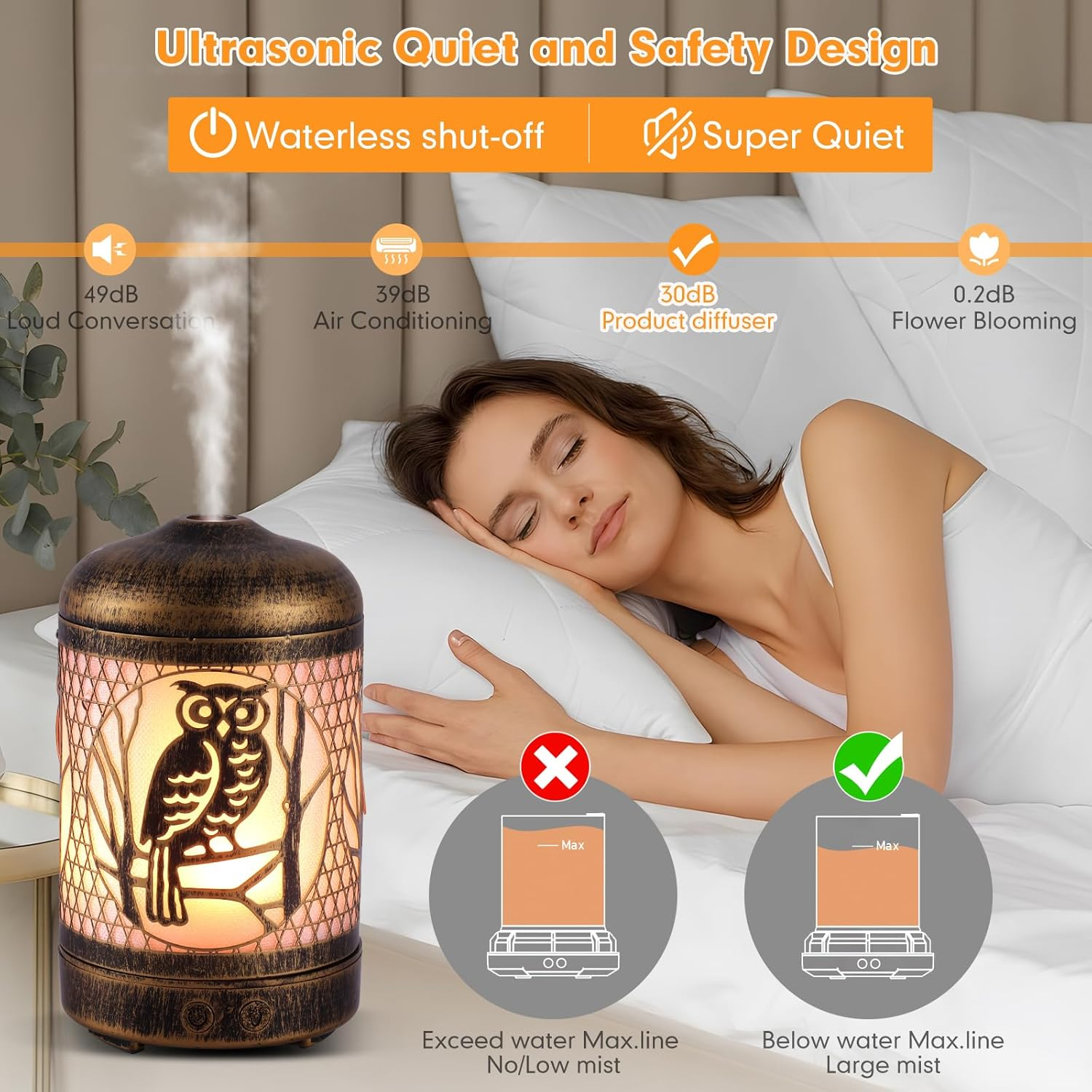 Owl Essential Oil Diffuser,Aromatherapy Diffuser Air Led Diffuser Infuser Aroma Diffuser Small Light Mini Diffuser Oil Machine Essential Oils for Diffusers for Home Large Room Office image number 6