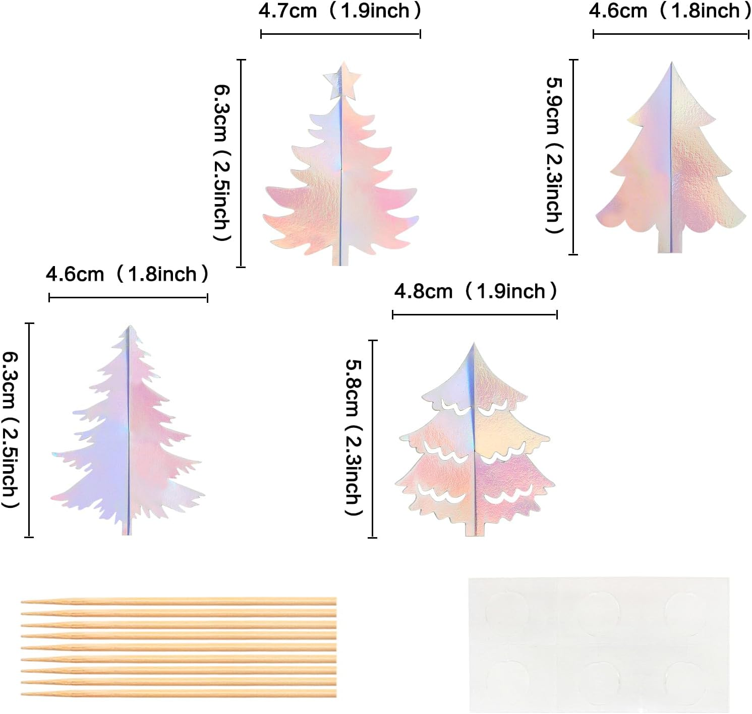 24 Pack 3D Tree for Woodland Theme Party Decoration Xmas Christmas Cupcake Picks Backdrop Tree Garland Decor for Birthday Party Baby Shower Christmas New Year Party Decorations Sliver image number 5
