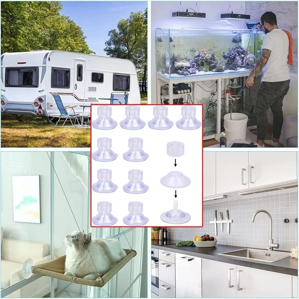 10 Pack 45Mm Heavy Duty PVC Suction Cup, Limpets for RV Van Camper Side Canopy Awning Fixing Motorhome Hung Organizer Home Kitchen Bathroom,With 2Pcs Bungee Cords with Balls image number 4