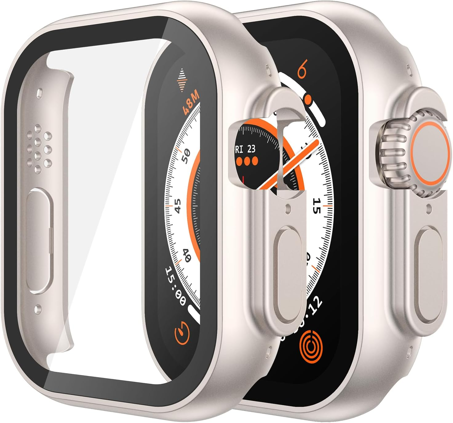 Misxi 2-Pack Full Protection Case with Tempered Glass for Apple Watch SE 3/2/1 Series 6/5/4 40Mm, Slim Ultra-Thin Cover with Screen Protector for Iwatch, 1 Rose Gold + 1 Transparent