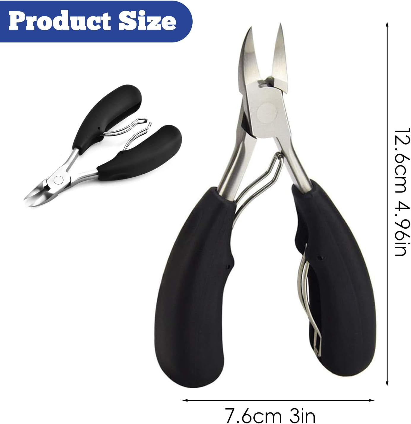 Xlihdzum Premium Large Toenail Clippers - Heavy Duty Toe Nail Clippers for Thick/Ingrown Toenails, Sharp Stainless Steel with Easy Grip ABS Handle Pedicure Tool for Seniors/Adults/Women/Men image number 3