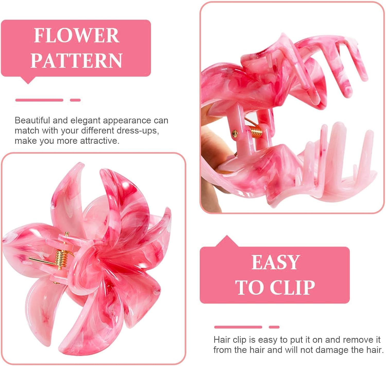 Yamobi Flower Hair Clips, Pack of 4 Hawaii Plumerias Flower Hair Claws, Artistic Multicoloured Lubrication Patterns Barrettes Hair Clips, Beach Tropical Hair Accessories image number 2