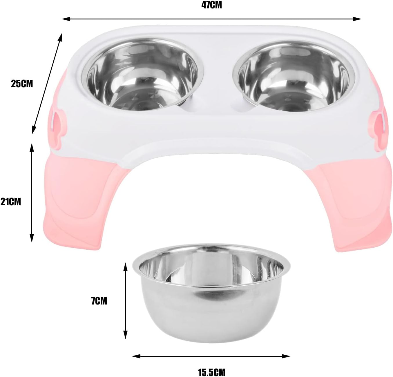 Dual Elevated Raised Pet Dog Puppy Feeder Bowl Stainless Steel Food Water Stand image number 6