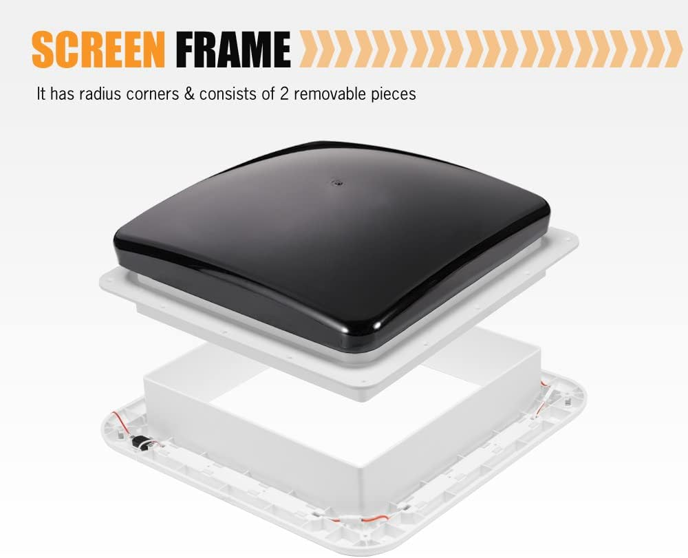 SAN HIMA RV Roof Vent with LED Lights- 2 Speed Intake & 3 Speed Exhaust with Black Lid Insert Net Ultra Quiet 12V Air Ventilation Fan for RV Caravan Camper, 280Mm X 280Mm image number 4