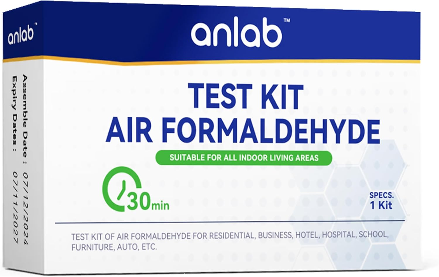 Anlab&trade; Air Formaldehyde (HCHO) DIY Test Kit - Used for Air Quality Testing, Detector Used for Home, Residential, Business, Hotel, Hospital, School, Furniture, Auto (Pack of 3) image number 5