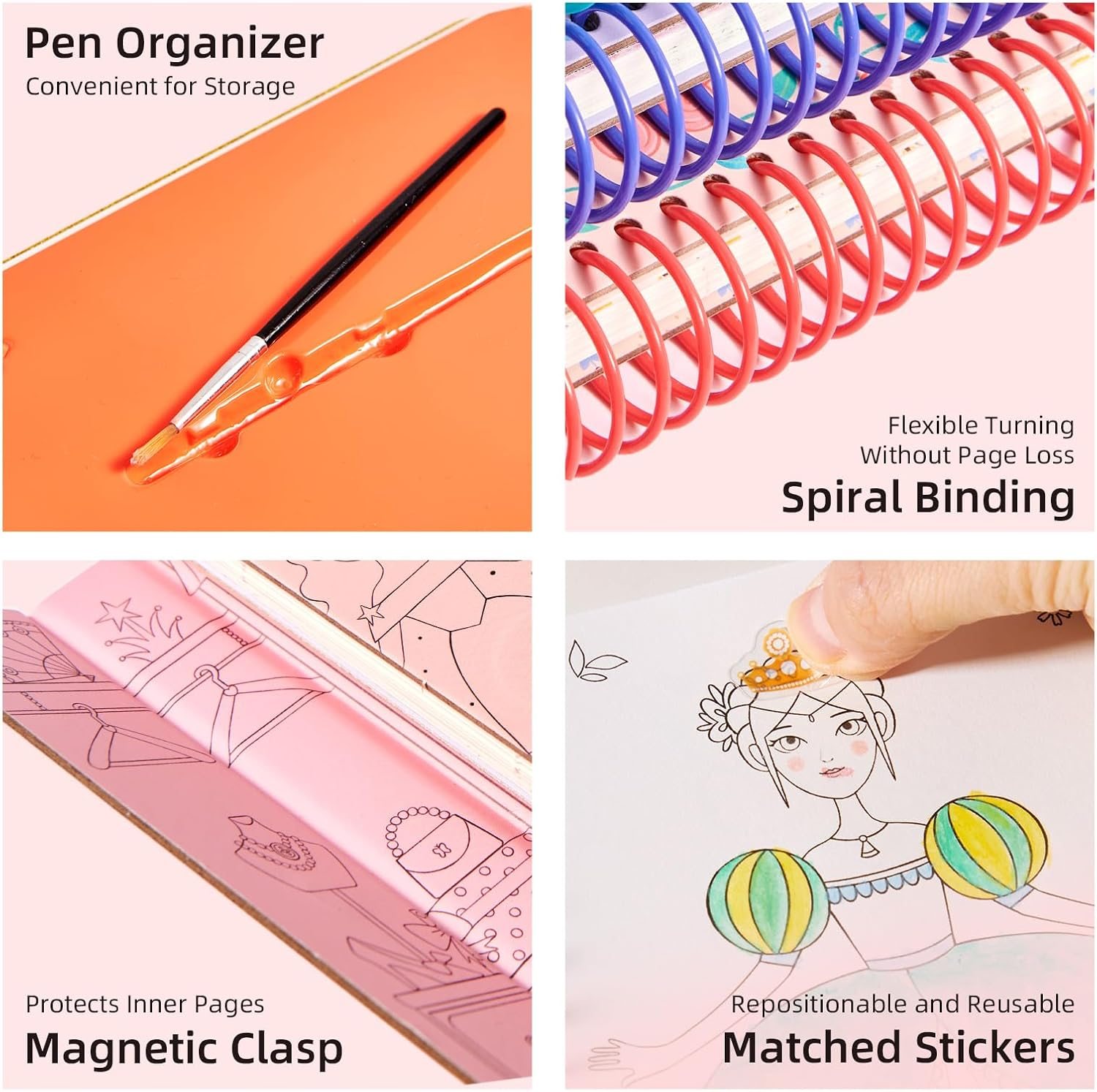 Mideer Fashion Design Sketchbook with Watercolor Painting, Princess Dress-Up Activity Book with Stencils and Stickers, Make-Up Fashion Designer Kits for Kids 5 6 7 (Makeup Manual Princess Ball) image number 4