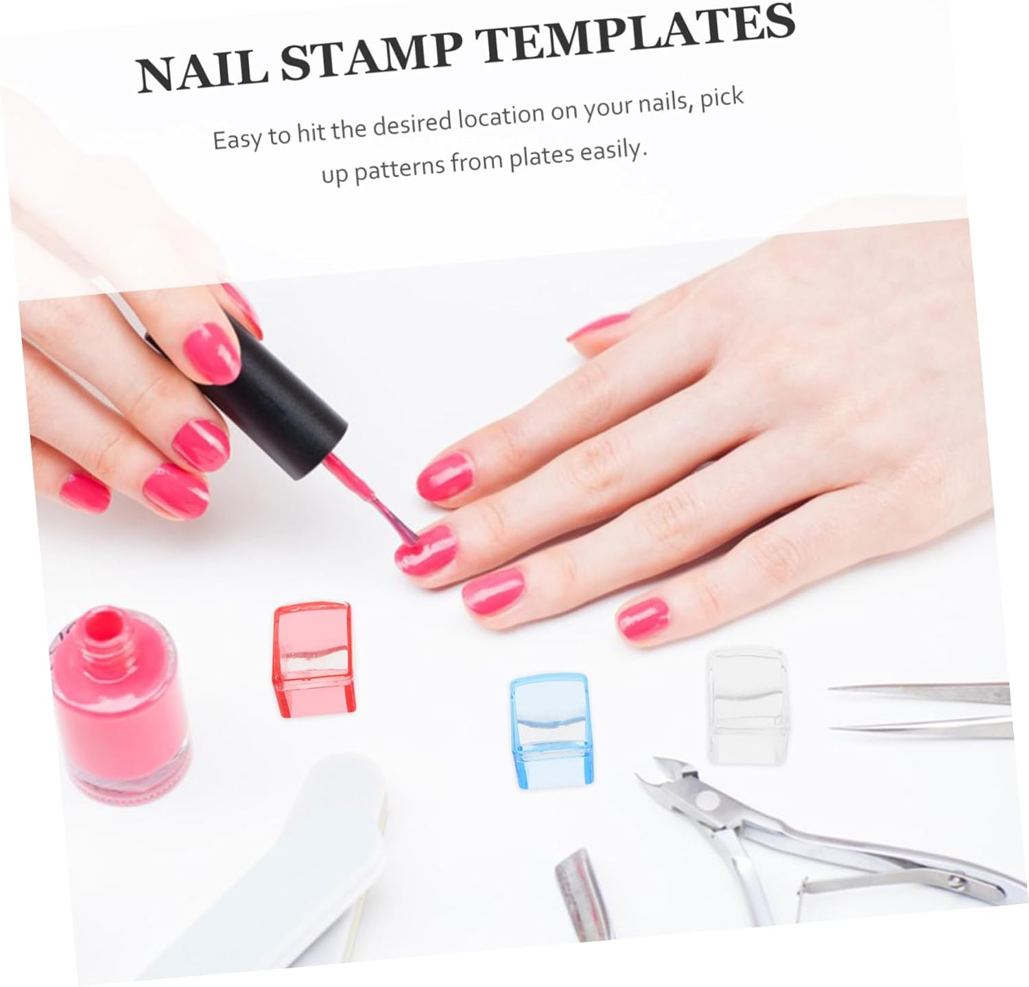 PACKOVE 3Sets Nail Art Stamping Stamper Stamping Plates and Transparent for Easy DIY Nail Art Designs for Curved Nails