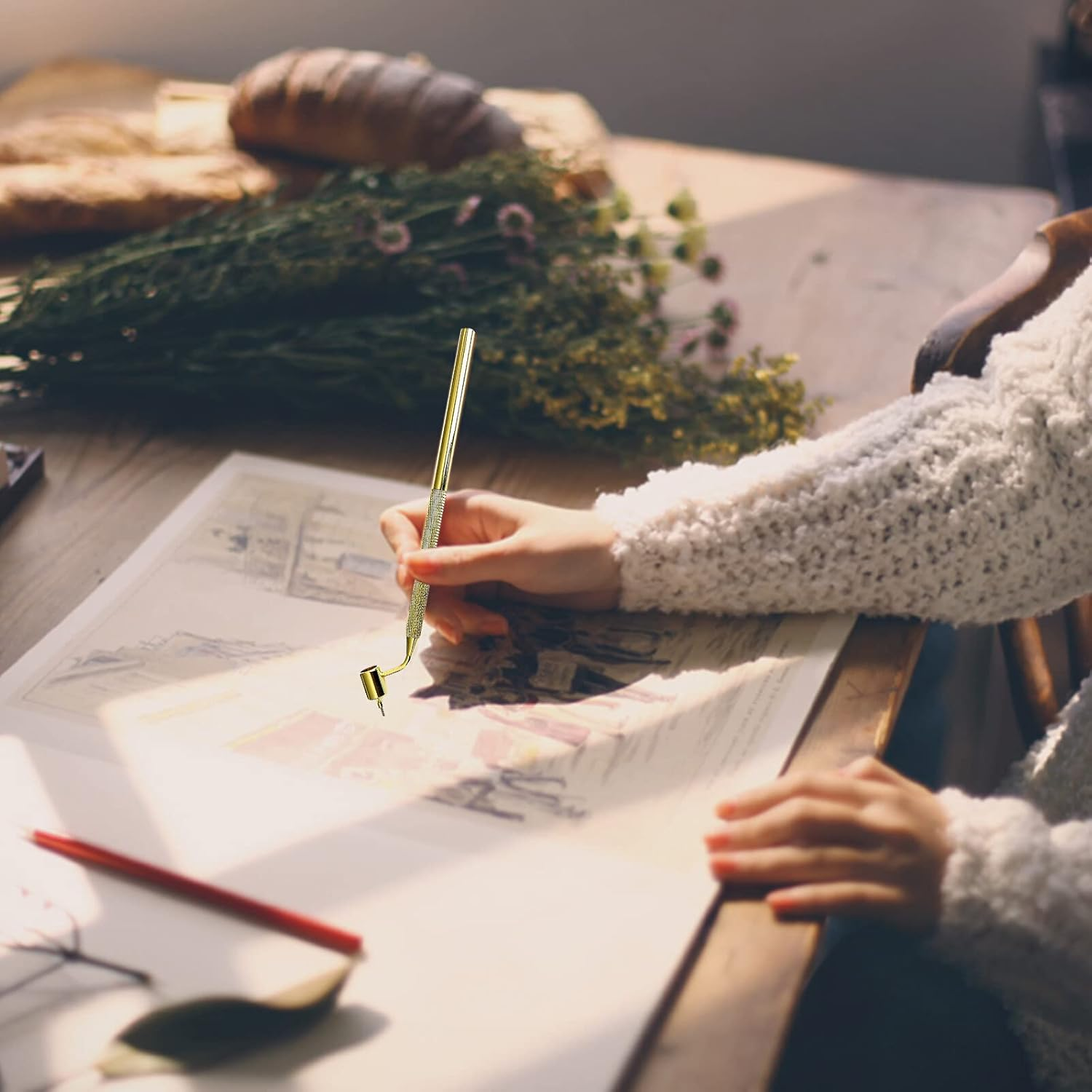 Fluid Writer Pen: 2 Pieces 0.5 + 0.7 Mm Fine Line Paint Pen Paint Pen Fluid Writer Pen Angled Calligraphy Pens Paint Repair Stone Chip Scratch Pen for Scratches Rock Stains Car Paint Repair image number 4