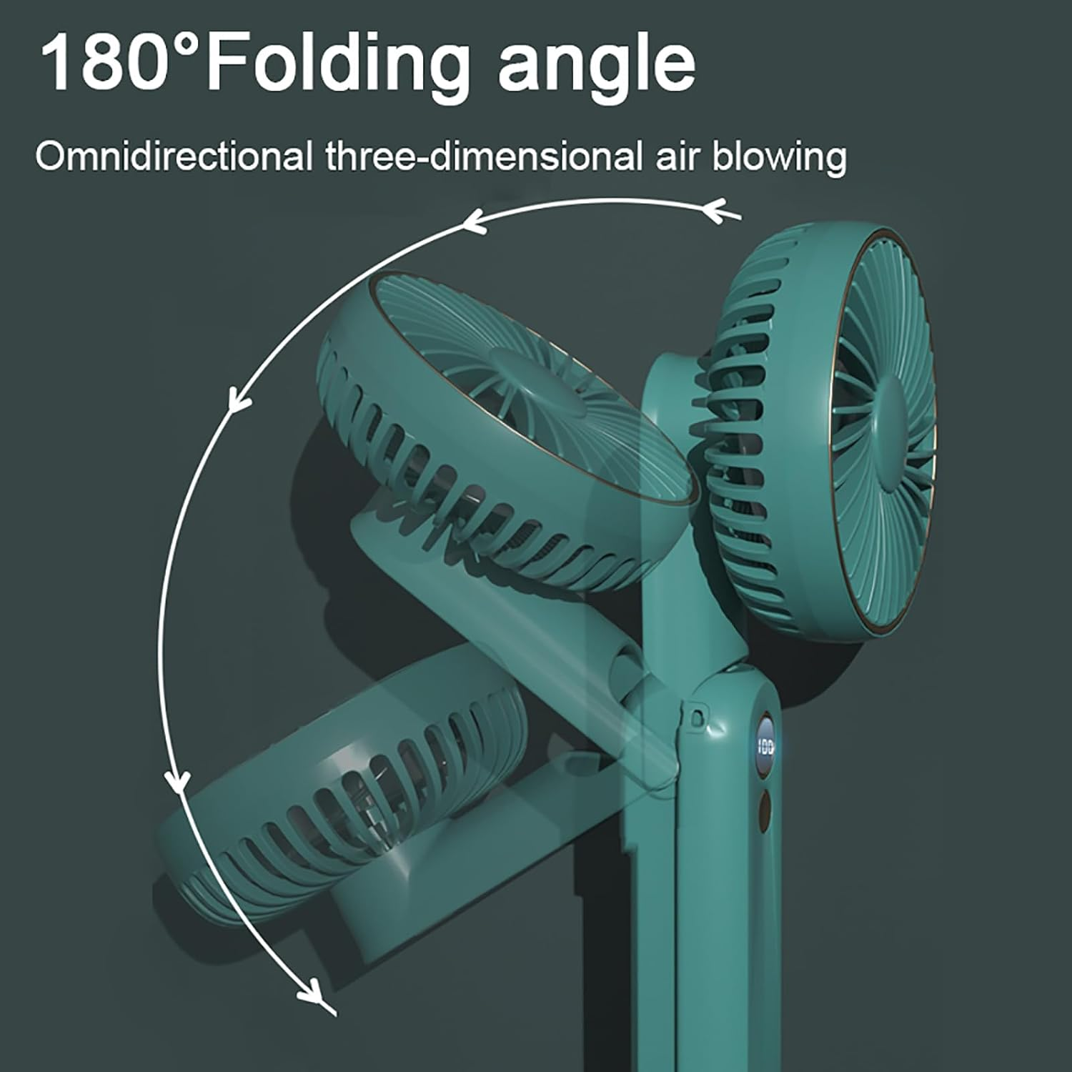 H HOME-MART 3 in 1 Portable Handheld Fan, Portable Fan Rechargeable, 180&deg; Adjustable, 5 Speed Wind, Display Electricity in Real Time, USB Rechargeable Foldable Fan, Quiet Personal Fan (Black) - White image number 4