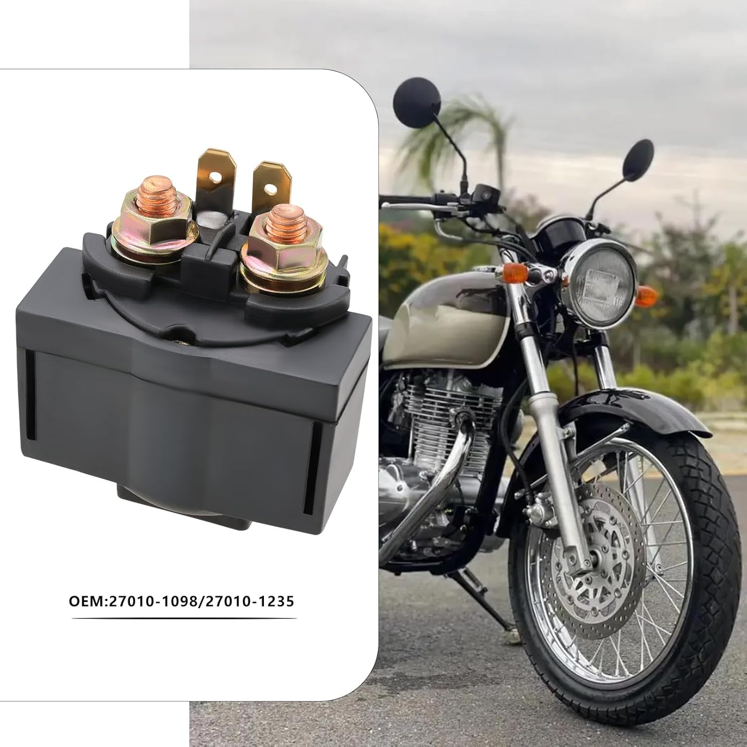 SING F LTD 1Pc 12V Motorcycle Starter Solenoid Relay Replacement Part 27010-1098 27010-1235 Compatible with Kawasaki BJ EN GPX GPZ GTR VN Z ZR Triumph Tiger T image number 4