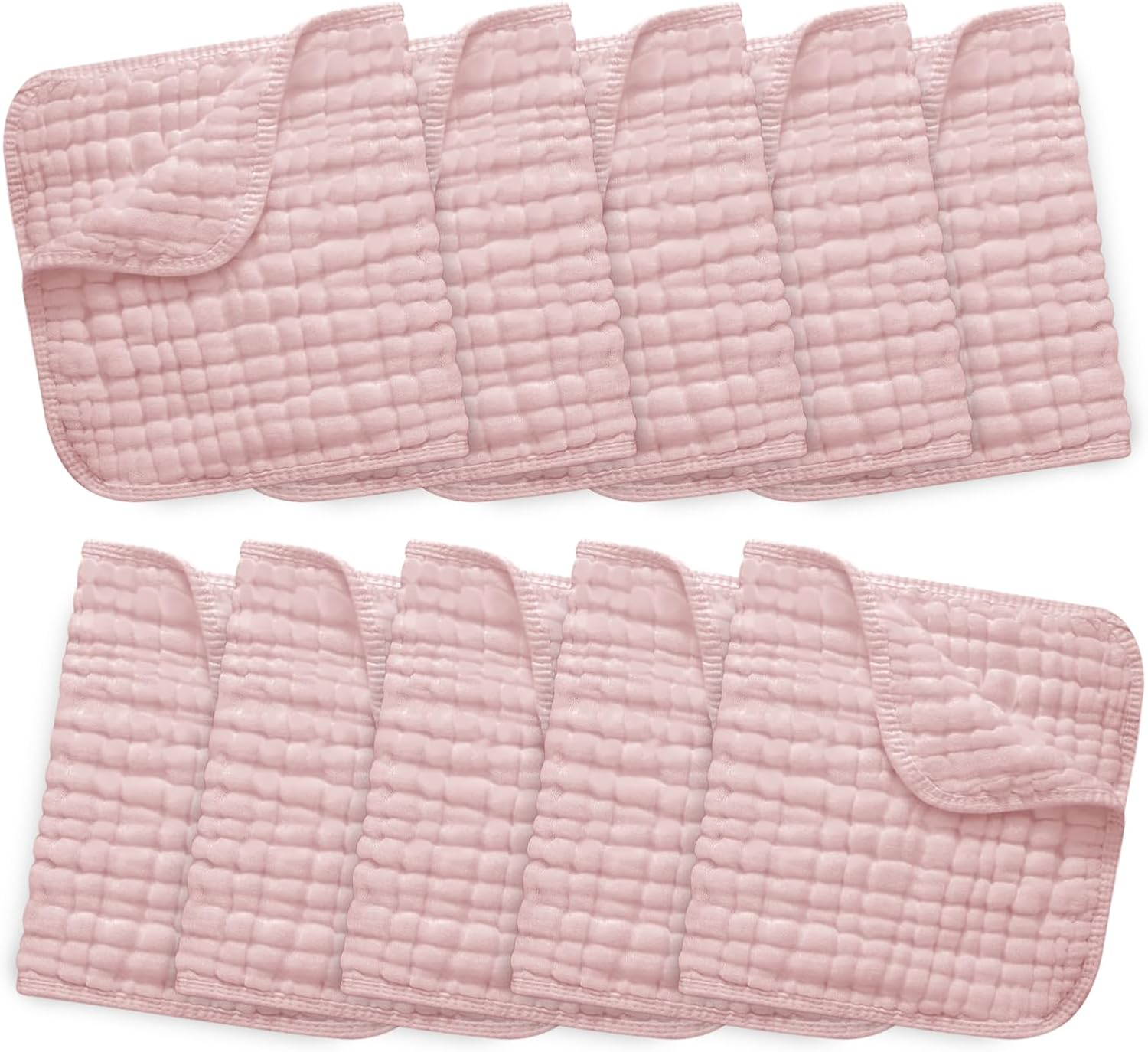 10 Pack Muslin Burp Cloths 100% Cotton Large 20''&times;10'' Thickened Baby Burp Cloths Super Soft and Highly Absorbent, Newborn Washcloth (Pink)