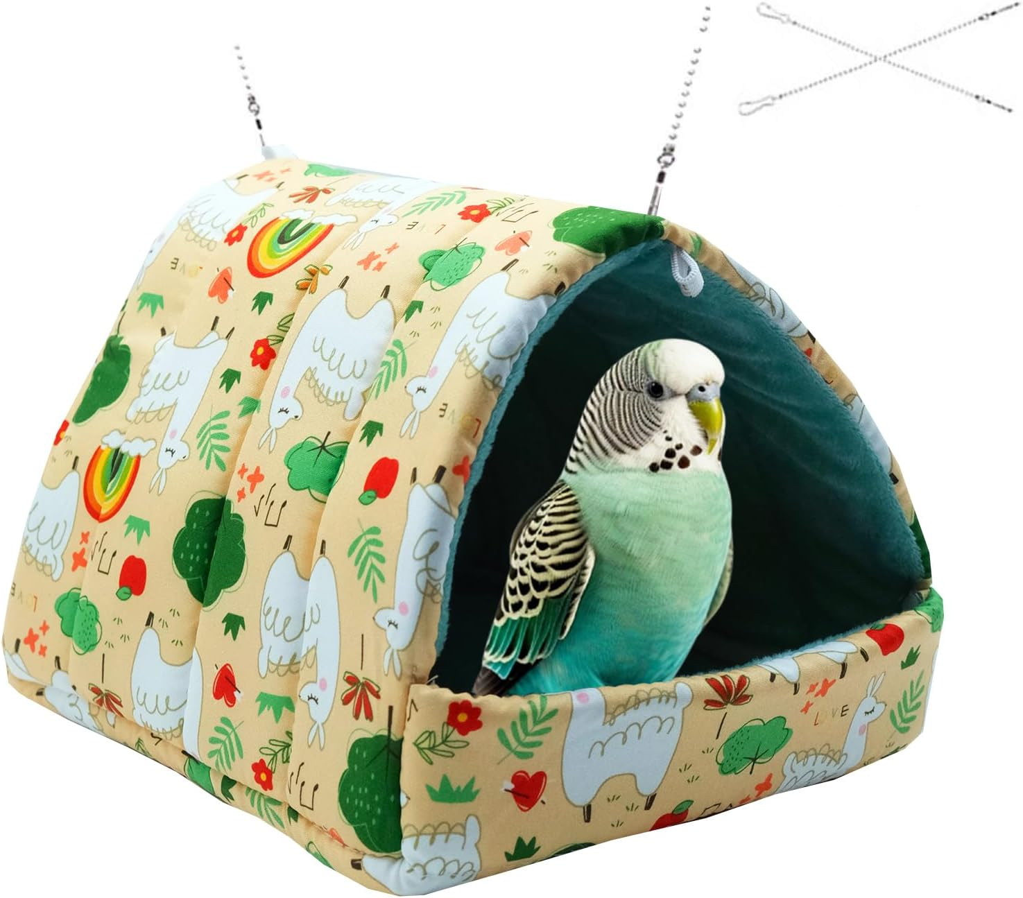 Plush Warm Bird Nest for Birds Cage Accessories,Skin Friendly Samll Animal House Hanging Hammock for Parrot Toy,Snuggle Bed House for Conures,Parakeet,African Grey,Budgies(Color Rabbit, S/Size)
