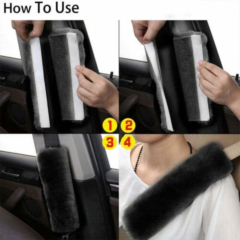 2 Pcs Car Seat Belt Strap Pad Soft Harness Shoulder Cushion Cover Protector &ndash; Faux Wool Shoulder Harness Cushion Covers for Comfort & Protection, Multi-Use Design image number 1