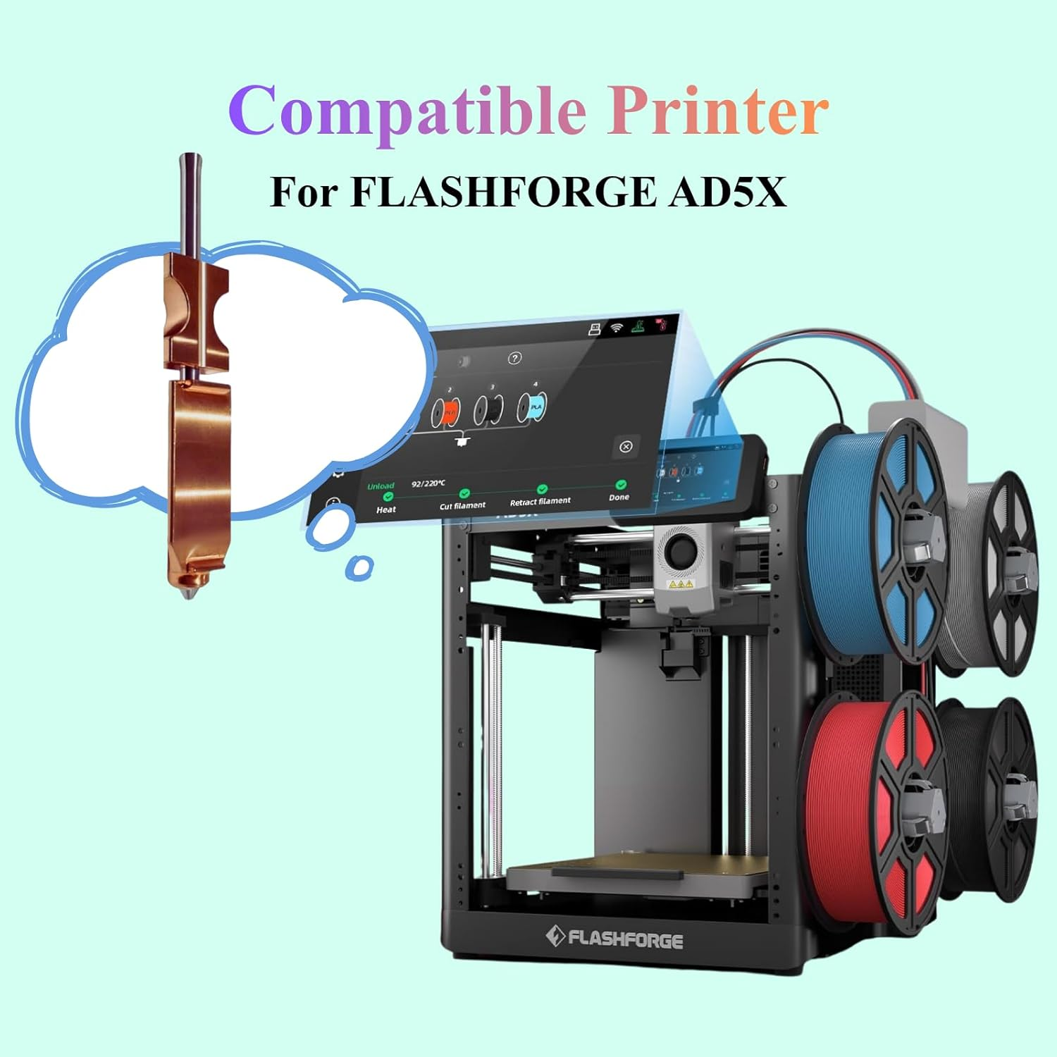 AD5X Nozzle for Flashforge AD5X Accessories for Flashforge 5X Nozzle 0.4 Quick Detachable High Flow Fast Printing, 2Xsilicone Caps and 2Xnozzle Brushes,0.4Mm+0.6Mm