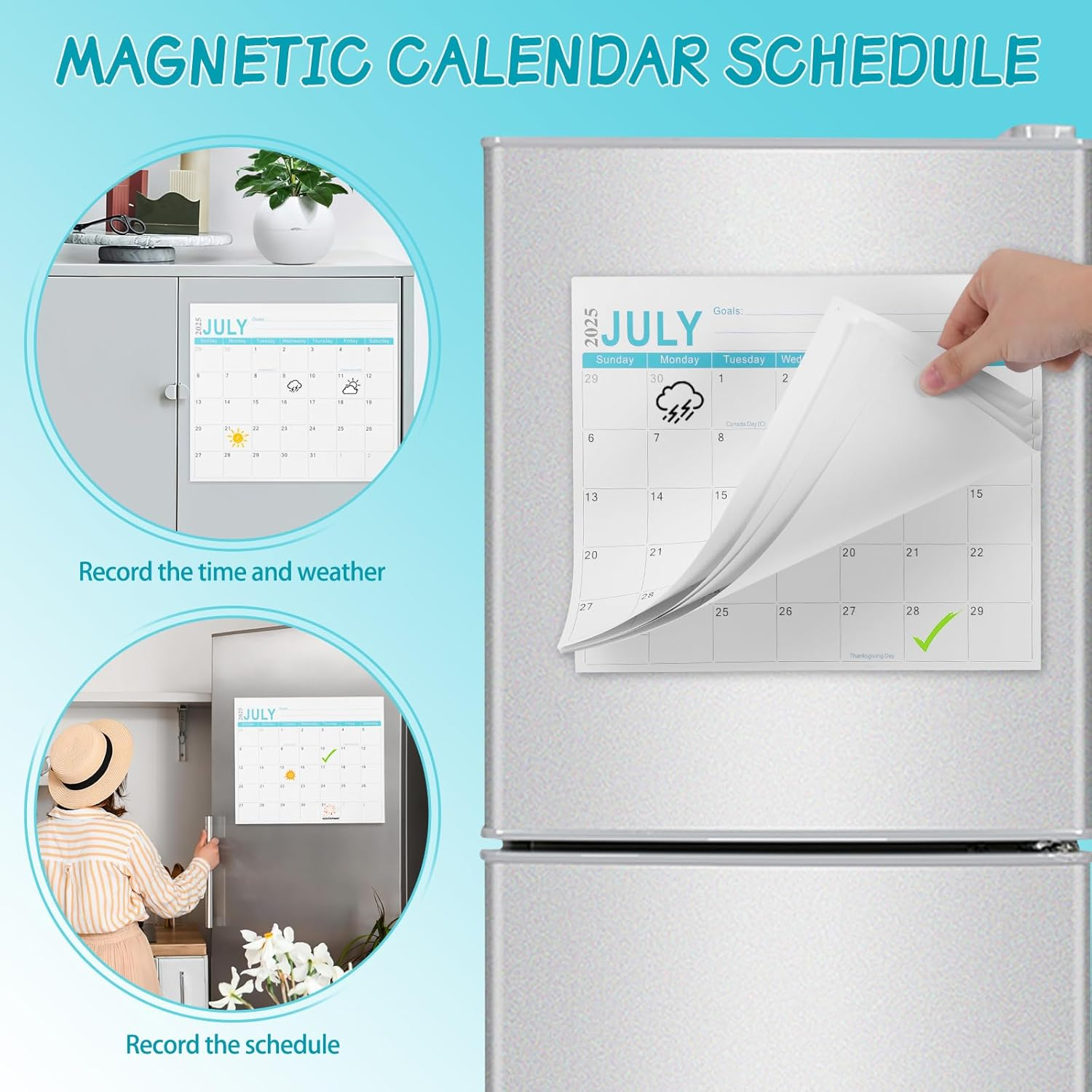 NUOBESTY Paper Refrigerator Calendar 2026 Wall Calendar 2025.07-2026.12 Monthly Planner Office Annual Fridge Paper Tear-Off