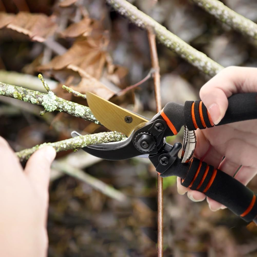 Professional Heavy Duty 8" Bypass Pruning Shears - Comfort Grip Garden Clippers for Trimming Plants, Trees & Hedges image number 1