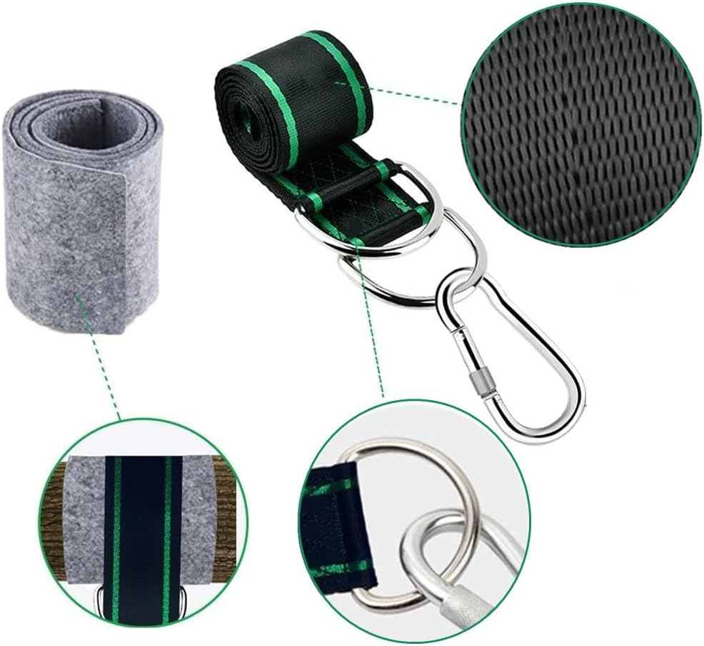 Tree Swing Hanging Straps,Granmagazz Safe Tree Swing Hanging Straps Kit, 1.5M/5Ft Hammock Tree Straps Kit with 2 Sturdy Lock Carabiners & 2 Tree Protectors for Swings and Hammocks image number 3